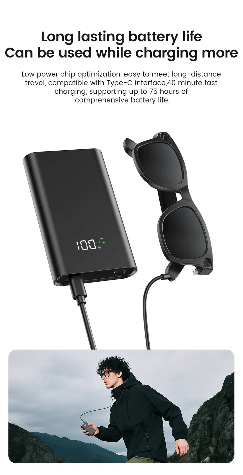 CyanVue Camera Glasses with Music and Calls — view 2