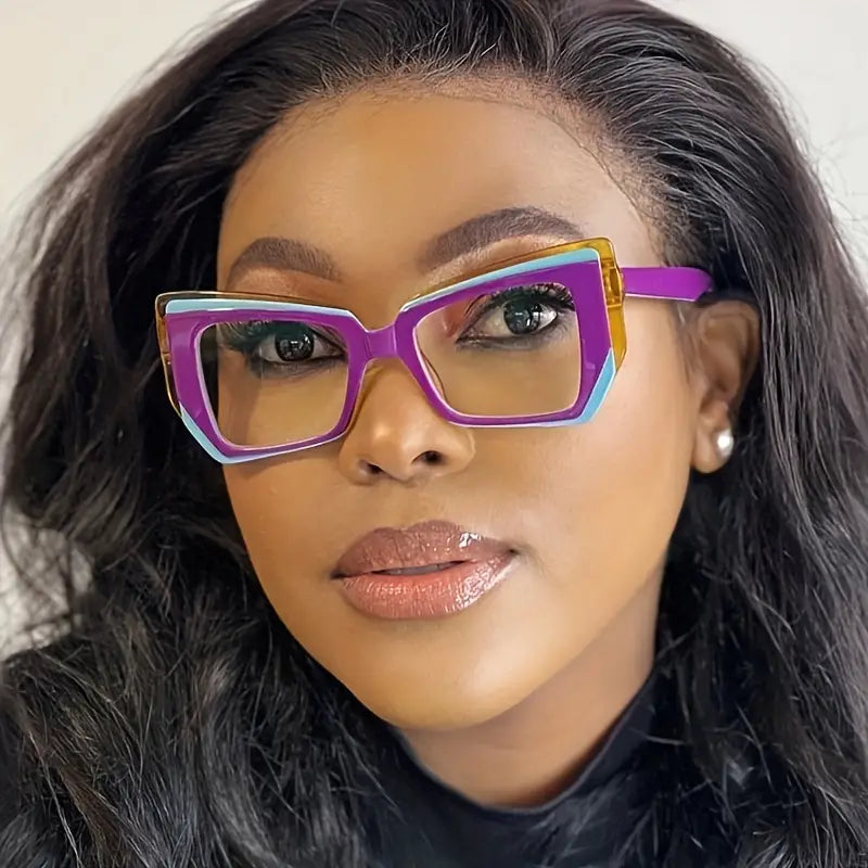 Colour-Block Cat-Eye Fashion Glasses
