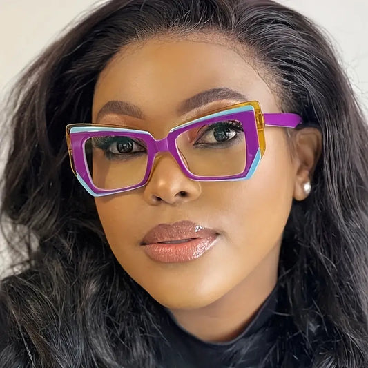 Colour-Block Cat-Eye Fashion Glasses