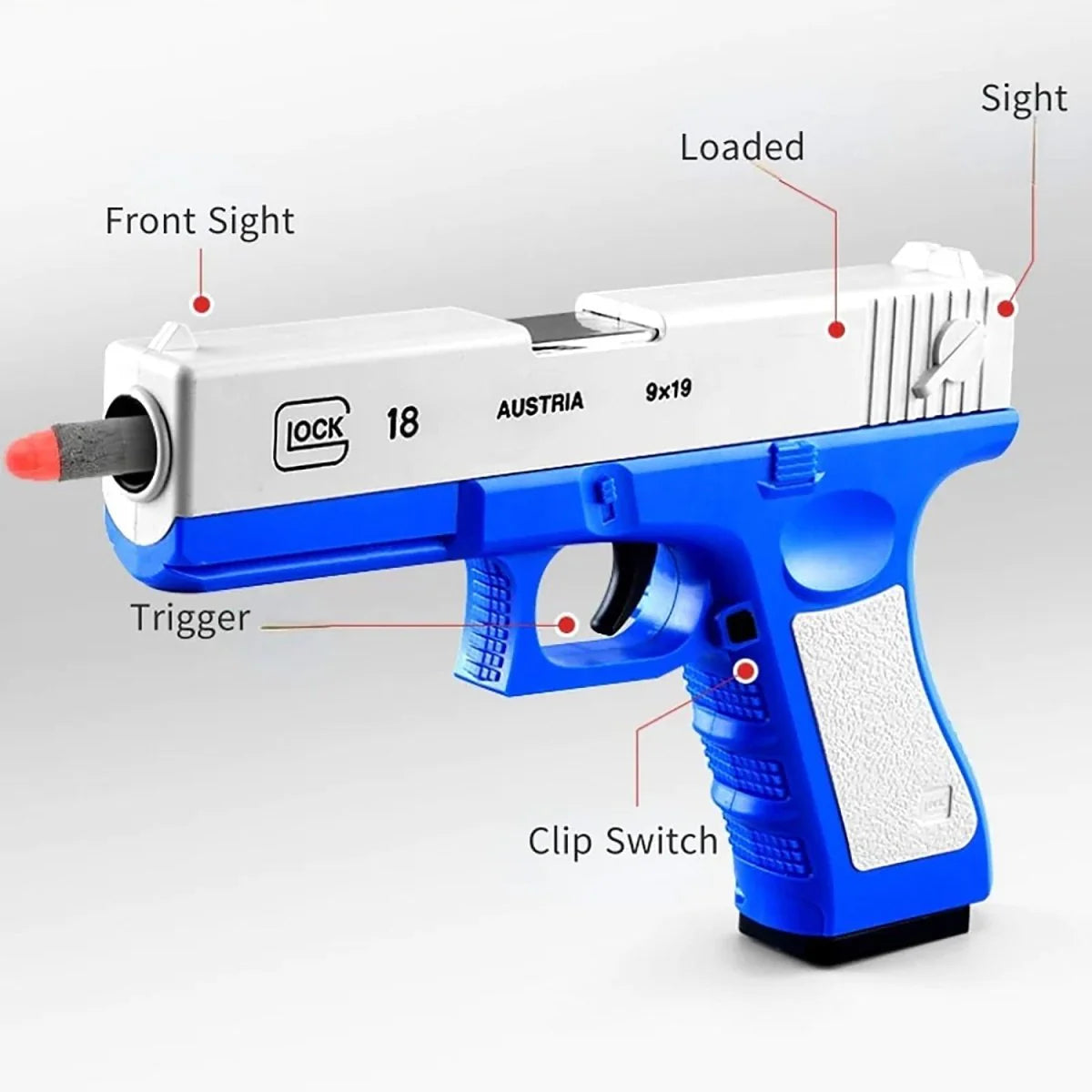 Glock Eject Mechanism Gun with Ejecting Toy Pistol for Kids