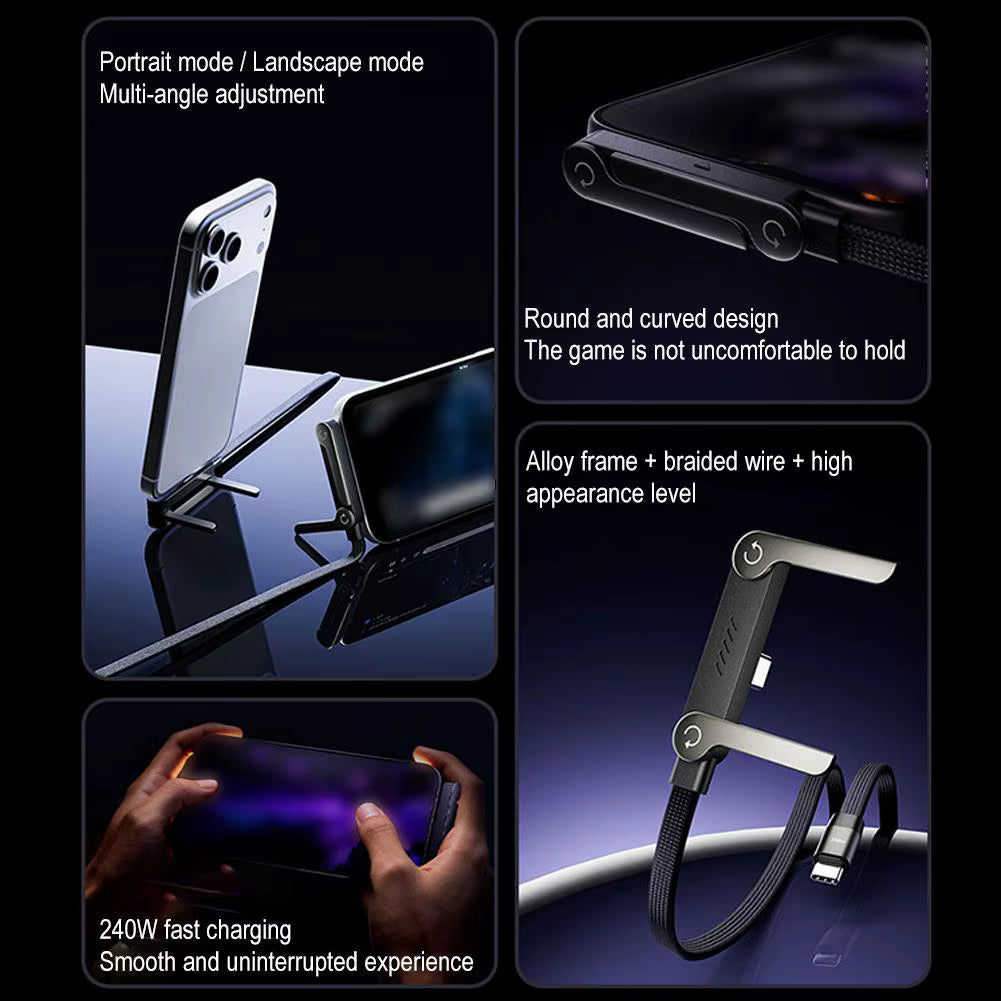 240W USB-C Charging Cable with Foldable Phone Stand - view 3